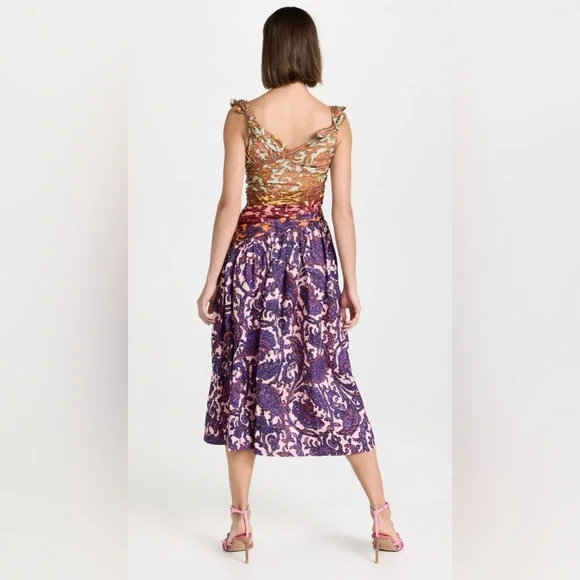 NWT ZIMMERMANN Tiggy Bow Midi Dress in Spliced Paisley. Size 0/XS